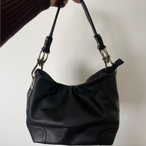 “Cool Girl” Black Leather Hobo Slouch Shoulder Bag